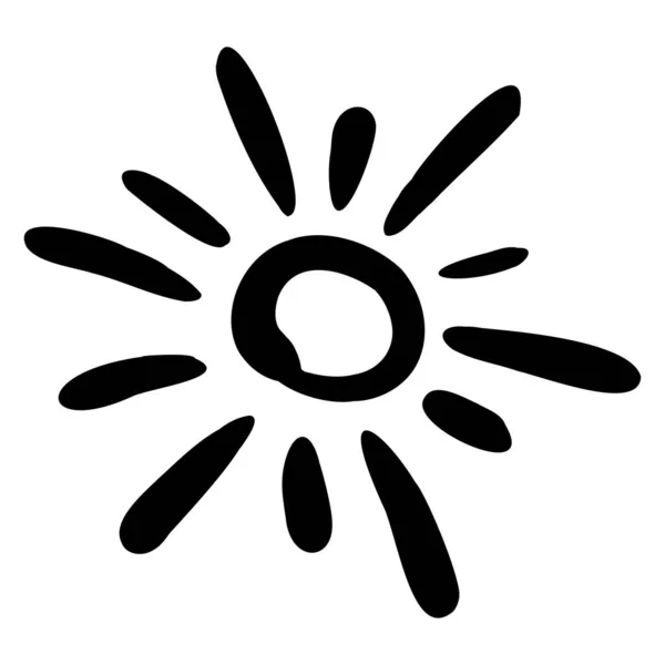 Skizze Der Sonne Handgezeichnetes Symbol Des Sommersymbols Stilisierte Sonne Flache — Stockvektor