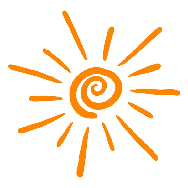 Farbskizze Der Sonne Handgezeichnetes Symbol Des Sommersymbols Stilisierte Sonne Flache — Stockvektor