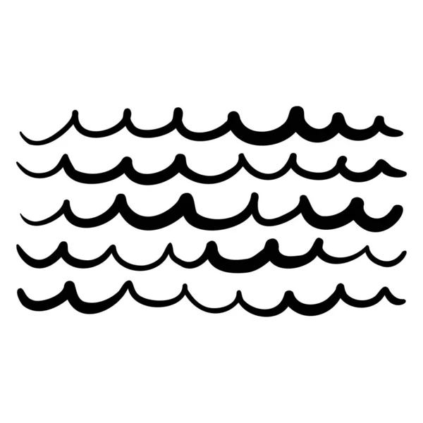 海の波の抽象的なスケッチ 様式化された海景 手描きのドア波 水のサインだ ベクターイラスト — ストックベクタ