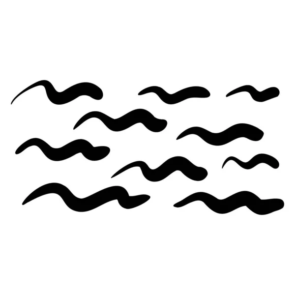 Abstrakte Skizze Von Meereswellen Stilisierte Seelandschaft Handgezeichnete Doodle Wellen Wasserzeichen — Stockvektor