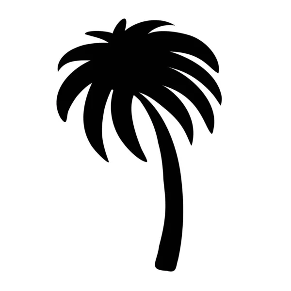 Silhouette Palma Isolata Sfondo Bianco Schizzo Stilizzato Dell Albero Tropicale — Vettoriale Stock
