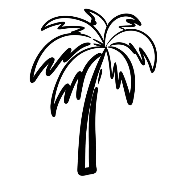 Silhouette Palma Isolata Sfondo Bianco Schizzo Stilizzato Dell Albero Tropicale — Vettoriale Stock