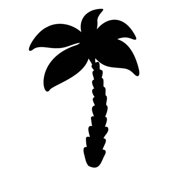 Silhouette Palmier Isolée Sur Fond Blanc Croquis Stylisé Arbres Tropicaux — Image vectorielle