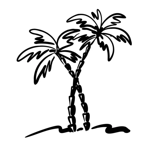 Σιλουέτα Φοινικόδεντρου Απομονωμένη Λευκό Φόντο Στυλιζαρισμένο Σχέδιο Τροπικού Δέντρου Εικονογράφηση — Διανυσματικό Αρχείο