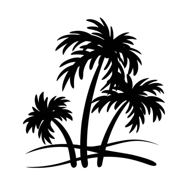 Palm Tree Silhouette Isolated White Background Stylized Tropical Tree Sketch — Stock Vector