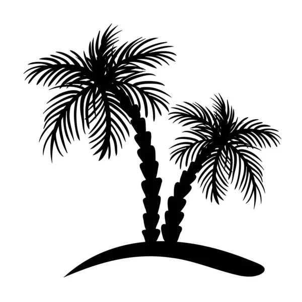 Palm Träd Siluett Isolerad Vit Bakgrund Stiliserad Tropisk Trädskiss Vektorillustration — Stock vektor