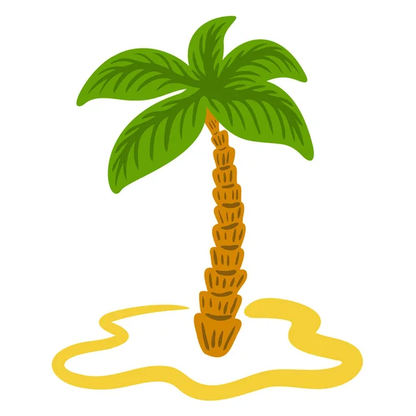 Palm Träd Färg Siluett Isolerad Vit Bakgrund Stiliserad Tropisk Trädskiss — Stock vektor