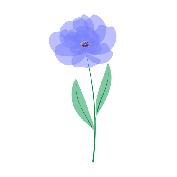 Bela Flor Azul Fundo Branco Rosa Flor Delicada Flor Silvestre — Vetor de Stock