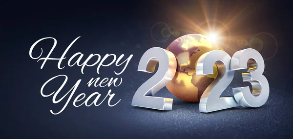 Feliz Ano Novo 2023 Cartão Saudação Números Data Prateada Com — Fotografia de Stock