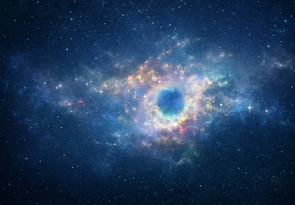 渦巻銀河上の宇宙の景色 深い空間に美しい星雲と明るい星 — ストック写真