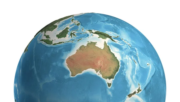 Високоякісний Супутниковий Вид Землю Орієнтований Океанію Австралію Нову Зеландію Меланезію — стокове фото