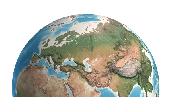 High Resolution Satellite View Planet Earth Focused Eurasia Europe Asia — Stockfoto