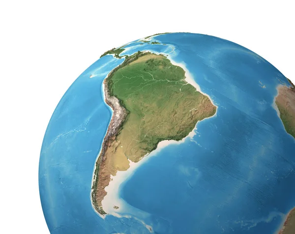 Nagy Felbontású Műholdas Nézet Föld Bolygó Középpontjában Dél Amerika Amazonas — Stock Fotó