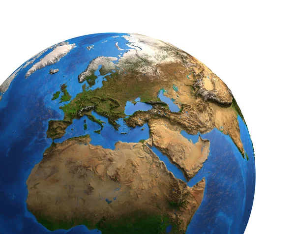Hoge Resolutie Satellietbeeld Van Planeet Aarde Gericht Europa Eurazië Midden — Stockfoto