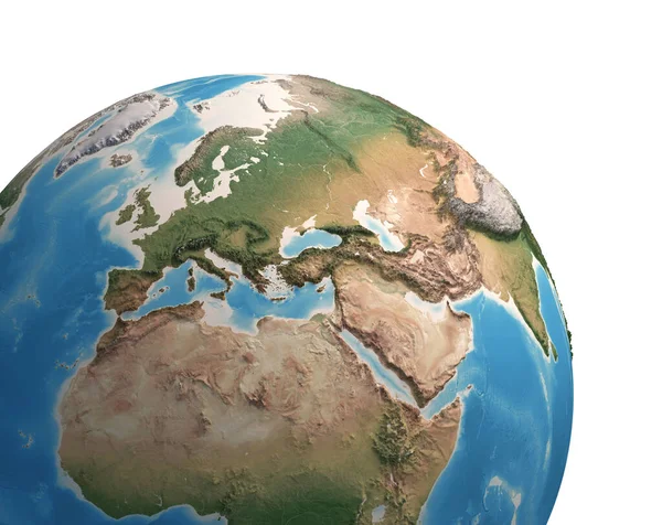 Hoge Resolutie Satellietbeeld Van Planeet Aarde Gericht Europa Eurazië Midden — Stockfoto
