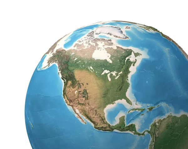 Vista Satelital Alta Resolución Del Planeta Tierra Enfocada Norteamérica Usa — Foto de Stock
