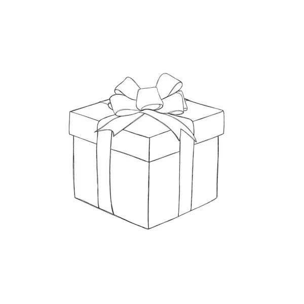 Подарункова Коробка Стрічкою Модний Стиль Плоского Дизайну Білому Тлі Знак — стокове фото