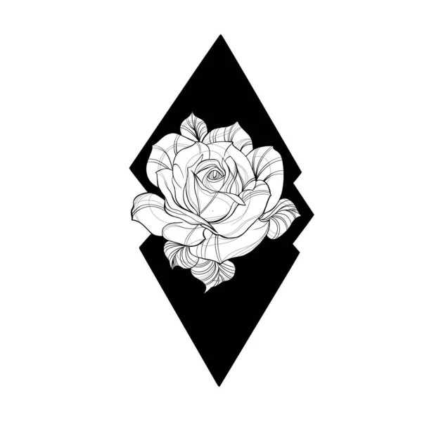 Croquis Détaillé Tatouage Fleur Rose Eléments Décoratifs Pour Tatouage Carte — Photo