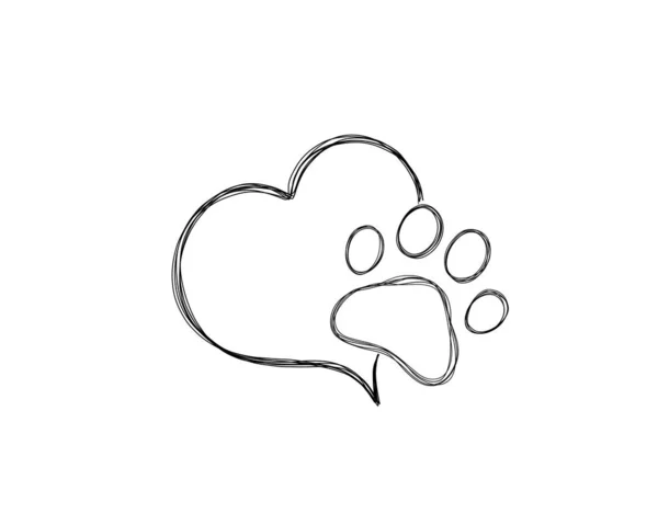 Línea Arte Ilustración Cuidado Mascotas Huella Perro Perro Pata Tatuaje:  fotografía de stock © Littlemagic #632691062