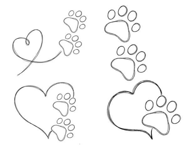 Línea Arte Ilustración Cuidado Mascotas Huella Perro Perro Pata Tatuaje:  fotografía de stock © Littlemagic #632691062