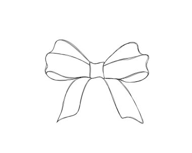 Kurdeleli güzel bir bayram yayı - çizgili sanat çizgisi