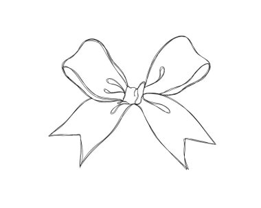 Kurdeleli güzel bir bayram yayı - çizgili sanat çizgisi