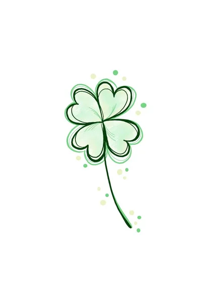 Four leaf clover for good luck. Happy St. Patrick\'s Day. beautiful freehand clover illustration