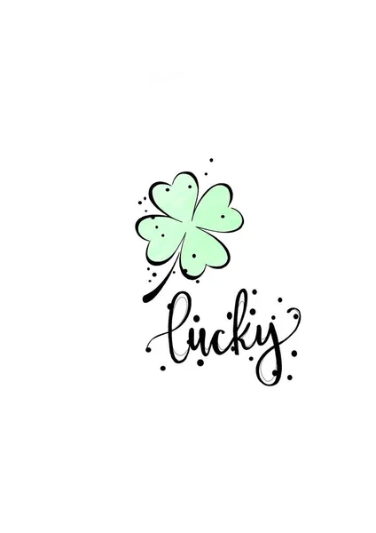 Four leaf clover for good luck. Happy St. Patricks Day. beautiful freehand clover illustration