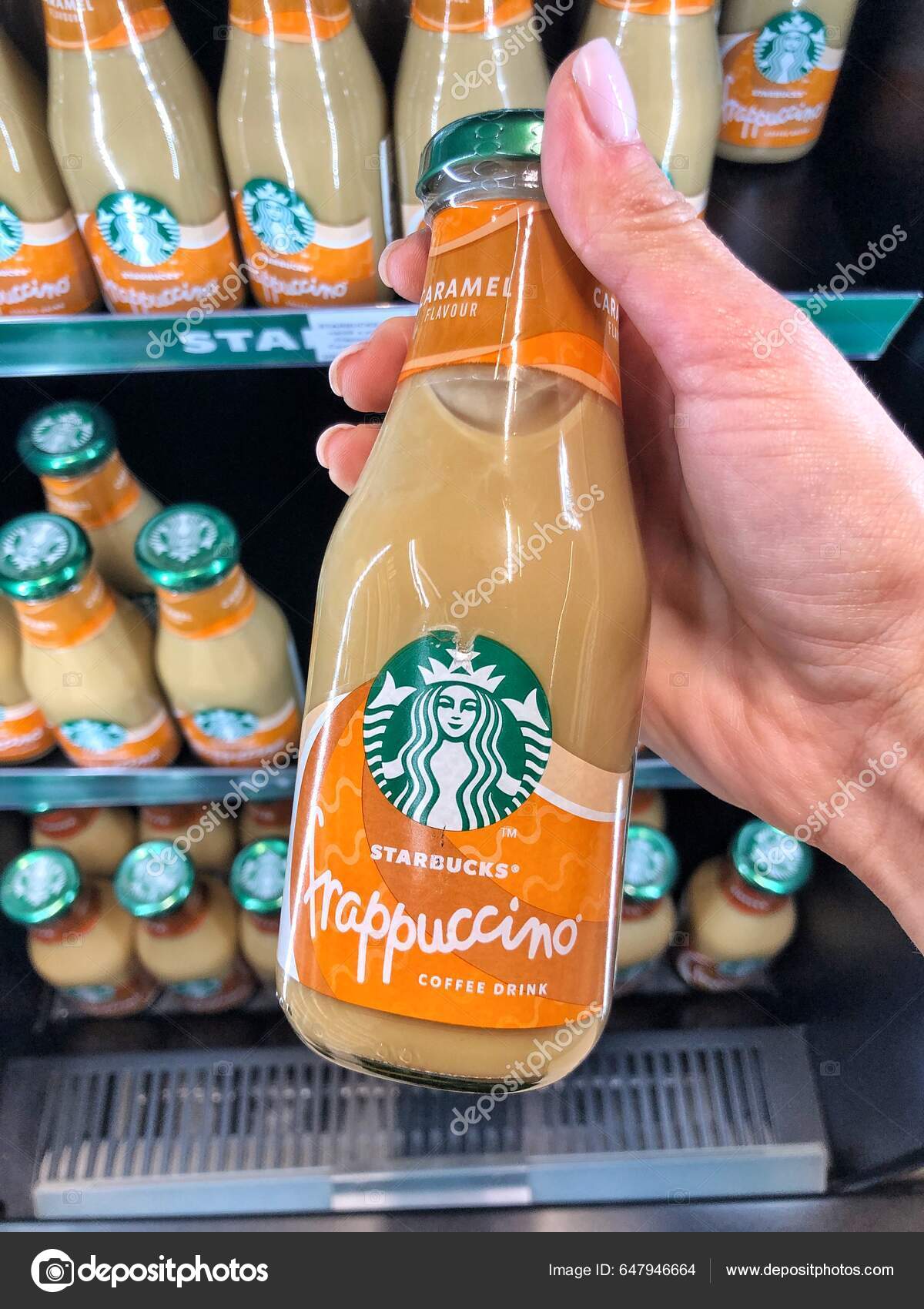 2023 Ukraine Kharkiv Starbucks Cold Drinks Fridge Glass Bottle