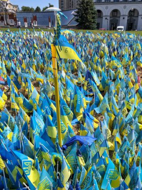 29.05.2023, Ukrayna, Kyiv: 'Düşen Ukrayna bayrakları 