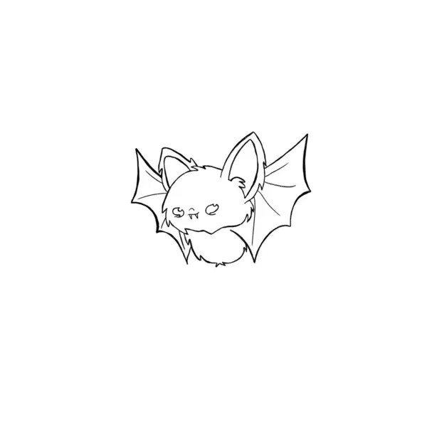 Cute bat sticker. Graphic elements for website, stickers and emoji for social networks. Icons for children, mystical characters. Horror, fear, celebration, Halloween. Cartoon flat illustration.