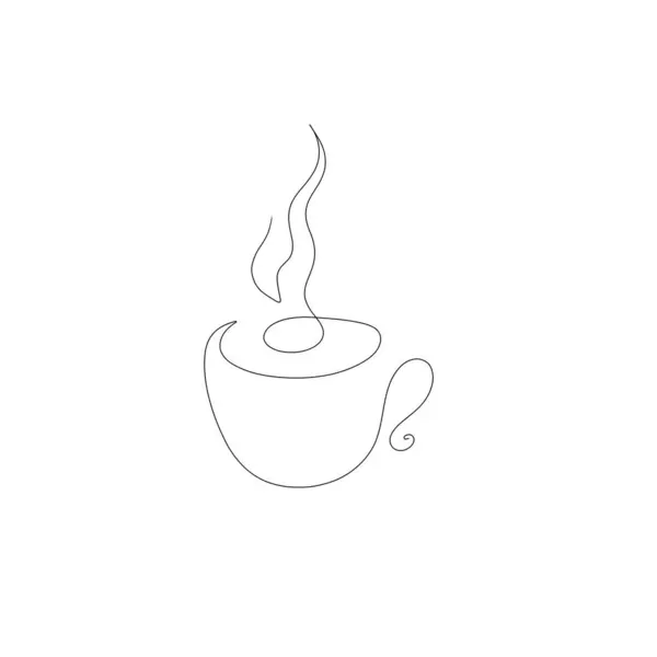Continuous line art or One Line Drawing of coffee,warm. Coffee cup shop concept.