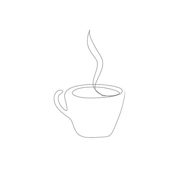 Continuous line art or One Line Drawing of coffee,warm. Coffee cup shop concept.