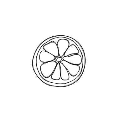 Portakal diliminin serbest çizimi. Sonbahar etiketi için şablon