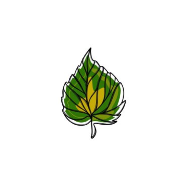 Sonbahar yaprağının serbest çizimi, çıkartma için şablon