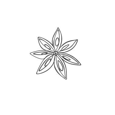 Single Chinese star anise seed freehand sketch template for autumn sticker clipart