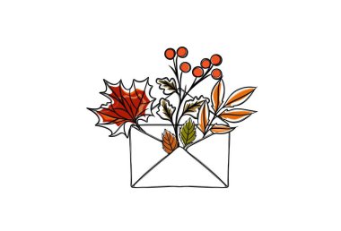 Sonbahar çıkartmasının serbest çizimi - sonbahar yapraklı konser.