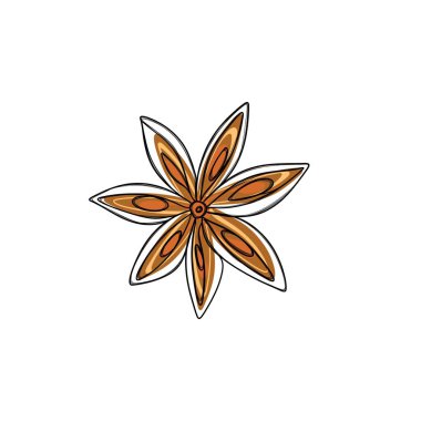 Single Chinese star anise seed freehand sketch template for autumn sticker clipart