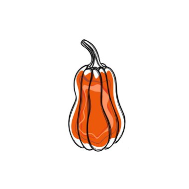 Çizgi Sanat El Çizimi Balkabağı Etiketi. Sonbahar Balkabağı Çıkartmaları