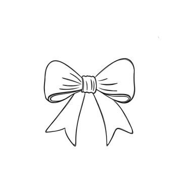 Kurdeleli güzel bir bayram yayı - çizgili sanat çizgisi