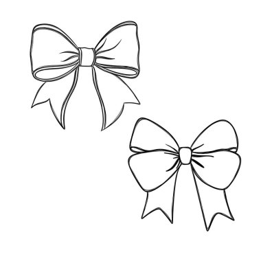 Kurdeleli güzel bir bayram yayı - çizgili sanat çizgisi