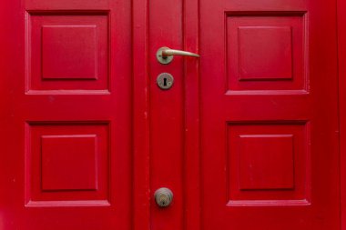 Entrance doors. Entrance wooden doors. Close-up.