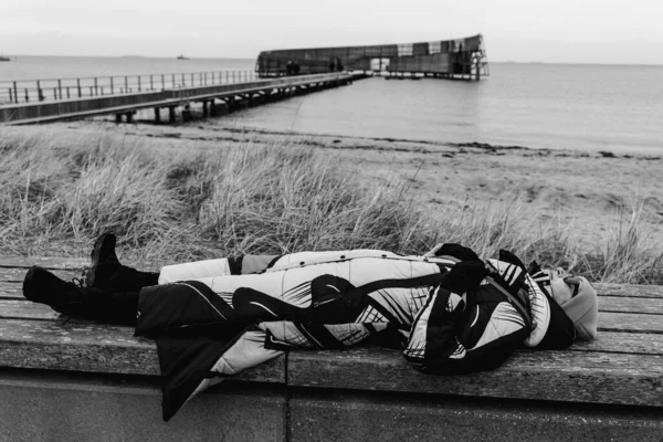 Fatigue Woman Tired Lay Bench Rest —  Fotos de Stock