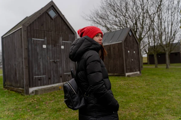 Travel Woman Walks City Copenhagen Denmark — Fotografia de Stock