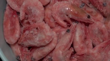 Shrimps. Cooking tiger prawns in a pan.