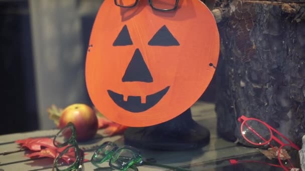 Halloween Allerheiligen Vakantie Winkel Ramen — Stockvideo
