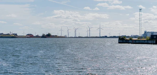 Ветряные Мельницы Стоят Море Дания — стоковое фото