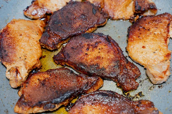 Meat Meat Fried Pan — Stok fotoğraf