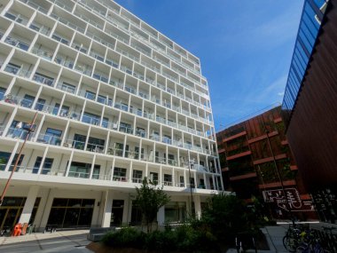 Mimarlık. Kopenhag 'da uzun evler. Danimarka.