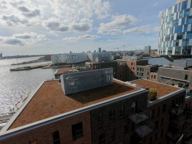 Mimarlık. Kopenhag 'da uzun evler. Danimarka.